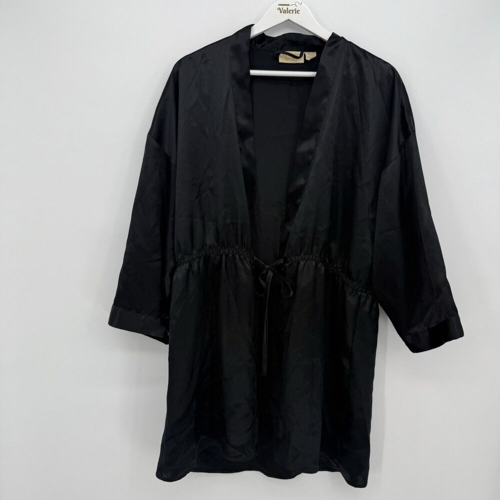 Victoria's Secret Vintage Gold Label Black Satin Robe P/S